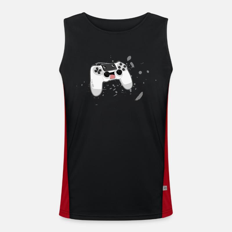 controller gamepad joystick - Men's Functional Contrast Tank Top  - black/red