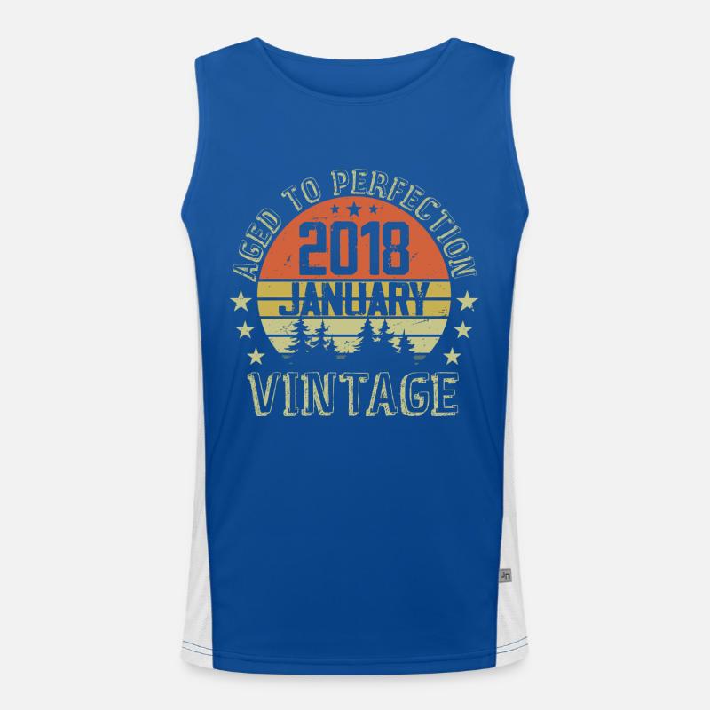 Born In January Geburtstagsgeschenk Januar 2018 Funktionelles Kontrast-Tank Top für Männer 