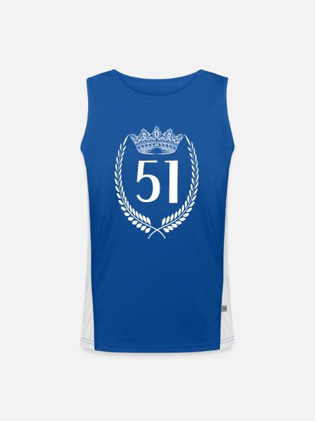 51e anniversaire Numéro anniversaire 51 - Débardeur respirant contrasté Homme  - bleu/blanc - Devant