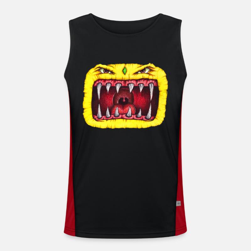 Monster with teeth yellow Men's Functional Contrast Tank Top 