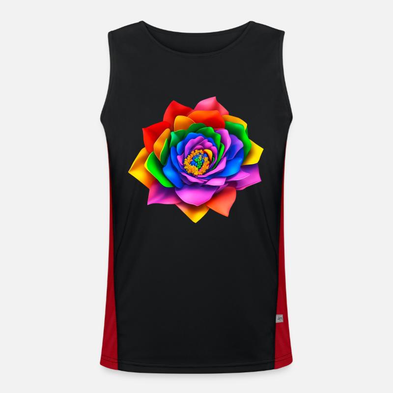 Lebendige 3D Regenbogenblume Funktionelles Kontrast-Tank Top für Männer 