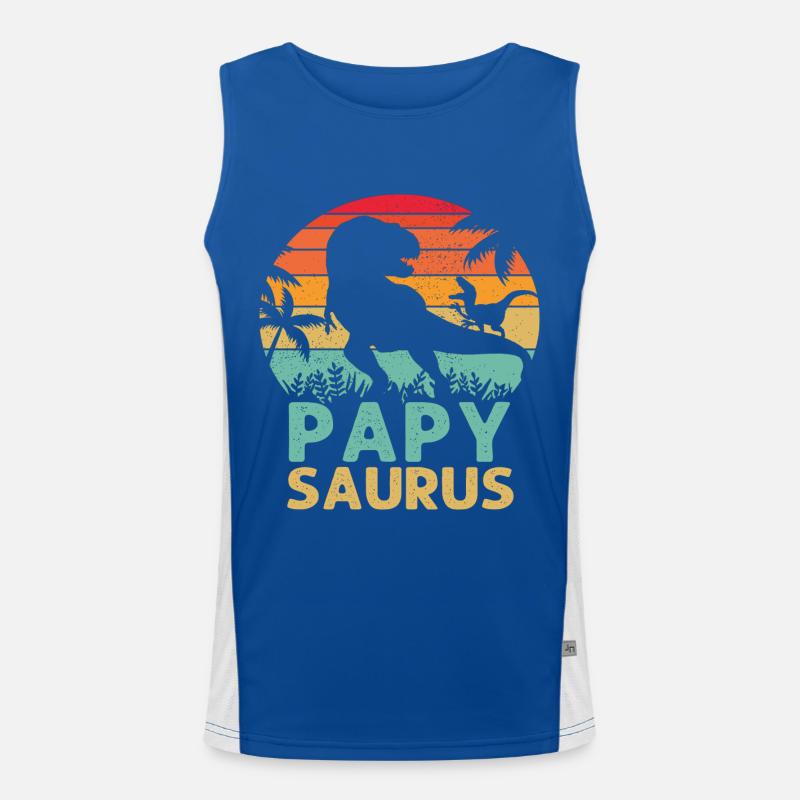Papysaurus T Rex Dinosaure Papy Saurus Humour Papy Débardeur respirant contrasté Homme 