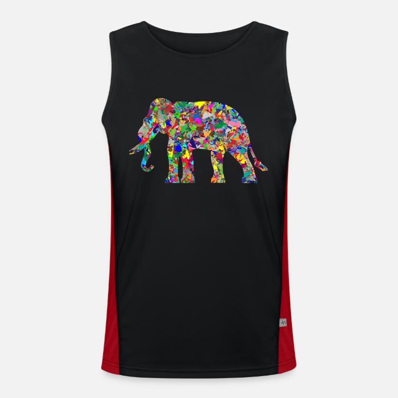 Elefant bunte Farbkleckse Geschenk Geschenkidee Funktionelles Kontrast-Tank Top für Männer 
