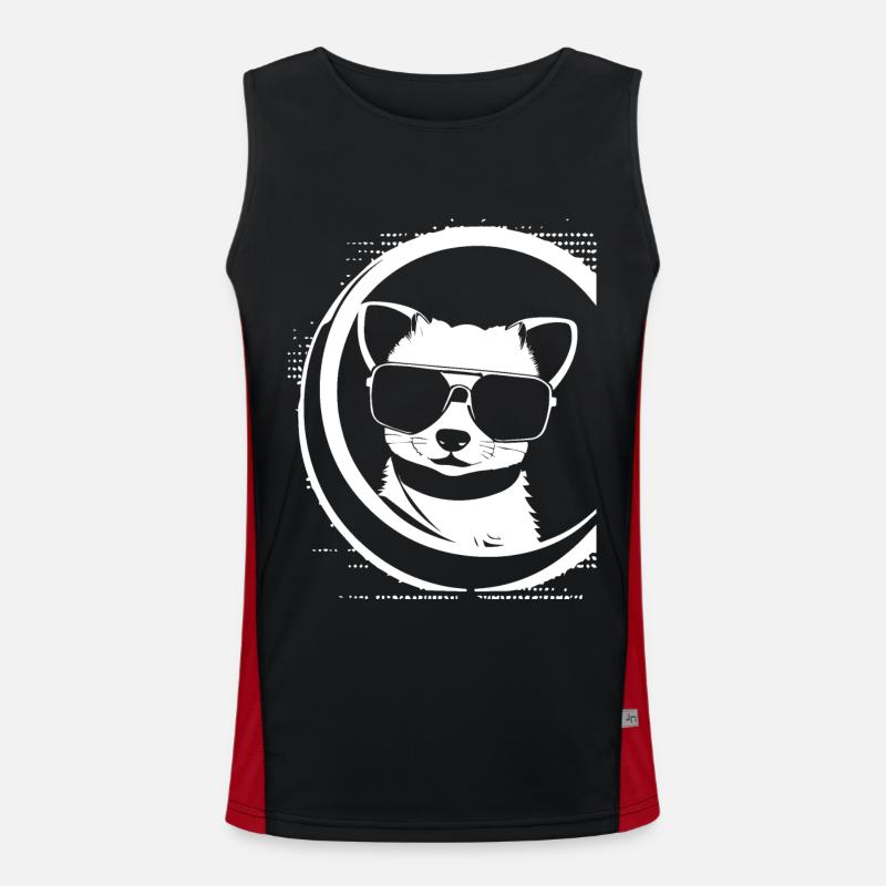 Frettchen mit Sonnenbrille Coole Frettchen Funktionelles Kontrast-Tank Top für Männer 