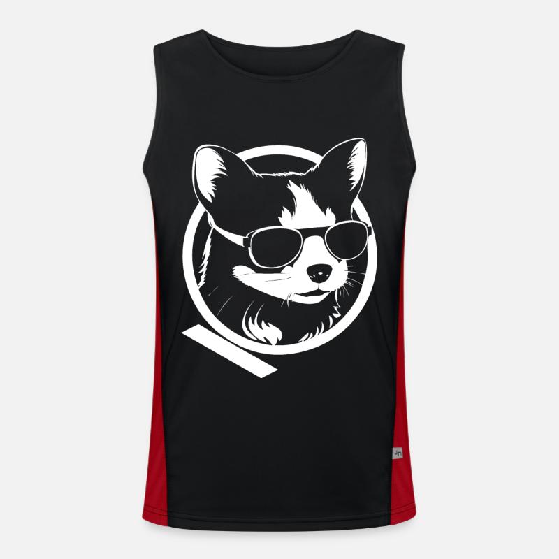 Frettchen mit Sonnenbrille Coole Frettchen Funktionelles Kontrast-Tank Top für Männer 