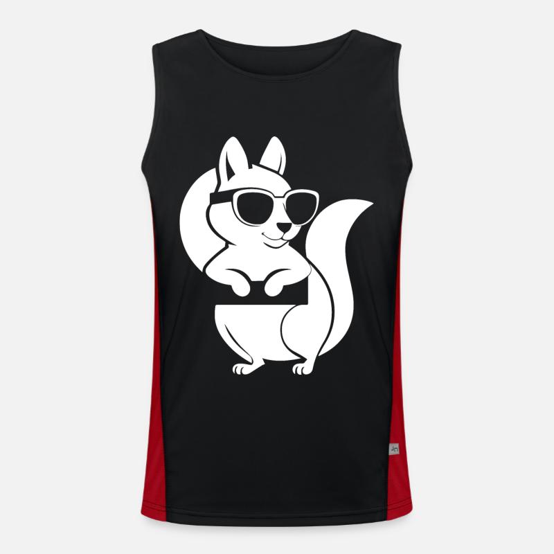 Funny Squirrel Wearing Sunglasses Squirrels Men's Functional Contrast Tank Top 