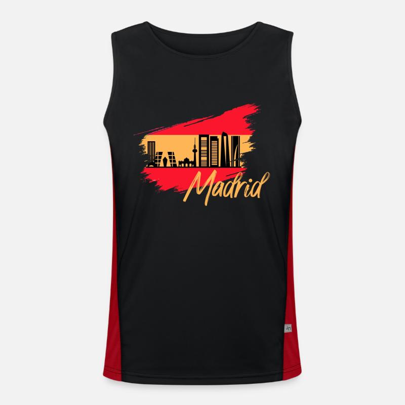 Skyline de drapeau espagne Madrid Débardeur respirant contrasté Homme 