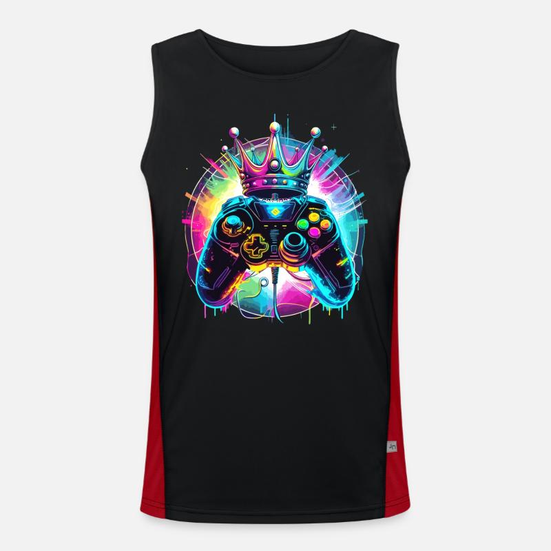 Gaming controller with crown - Men's Functional Contrast Tank Top  - black/red
