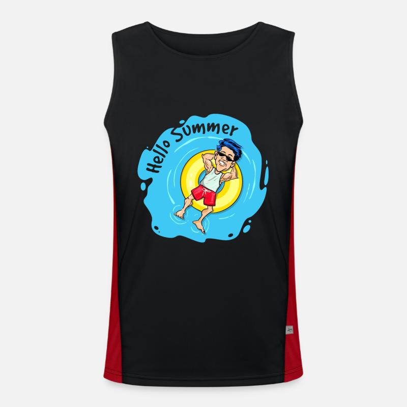 Hello summer and sun - Men's Functional Contrast Tank Top  - black/red