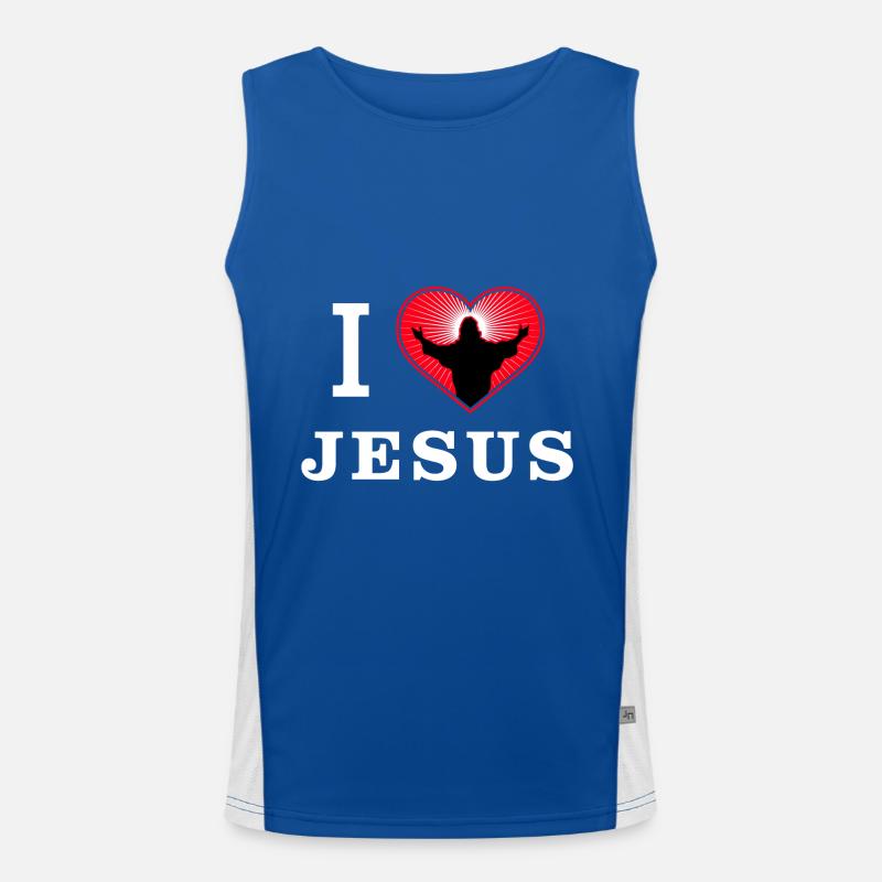 Ich liebe Jesus Christus Funktionelles Kontrast-Tank Top für Männer 