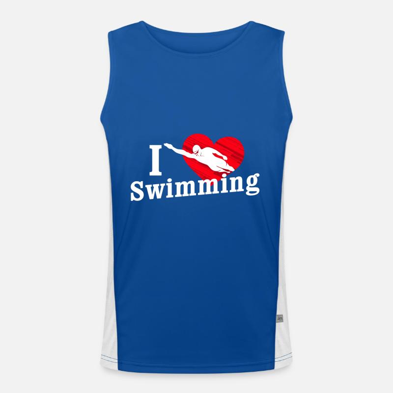Ich liebe Schwimmen Funktionelles Kontrast-Tank Top für Männer 