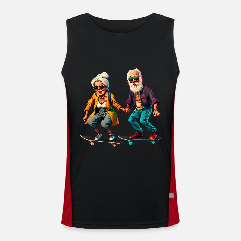 Cool vecchia coppia skater hipster - Canotta sportiva da uomo in contrasto cromatico - nero/rosso