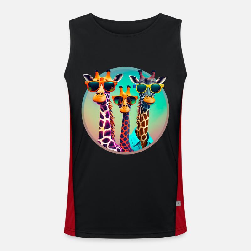 3 Coole Giraffen mit Sonnenbrillen Funktionelles Kontrast-Tank Top für Männer 