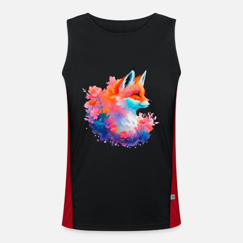 Rotfuchs Blumen Fuchs Kopf Funktionelles Kontrast-Tank Top für Männer 
