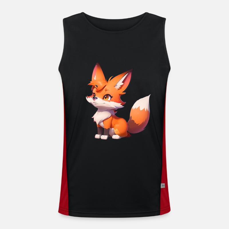 Adorable Chibi Fox - Men's Functional Contrast Tank Top  - black/red