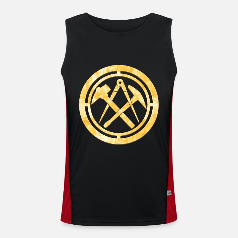 Dachdecker Zunft Logo Wappen Gold Funktionelles Kontrast-Tank Top für Männer 