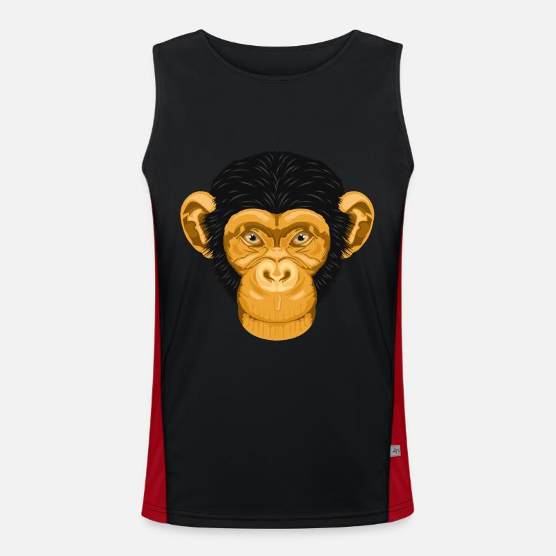 Monkey Chimpanzee Monkey - Men's Functional Contrast Tank Top  - black/red