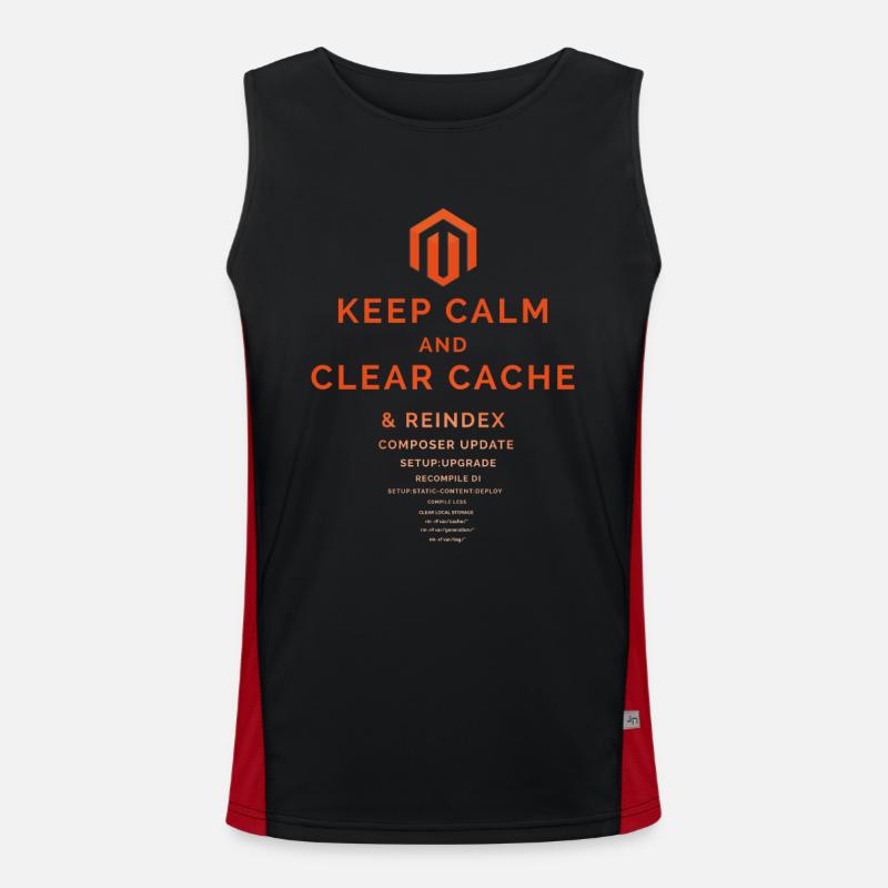 Keep Calm and Clear Cache Magento Funktionelles Kontrast-Tank Top für Männer 