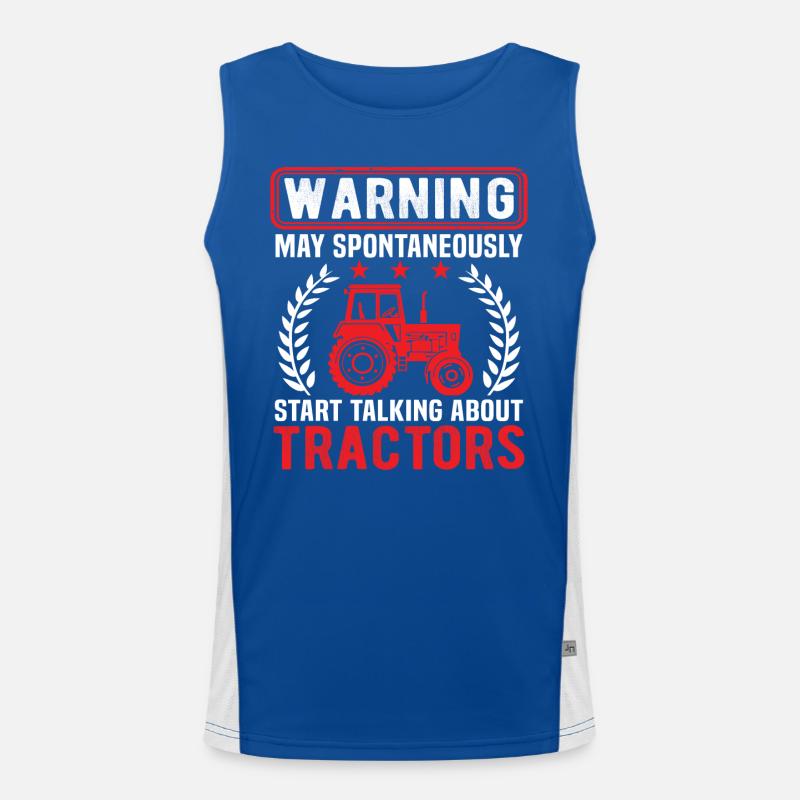 Warning May Spontaneously Talk About Tractors Men's Functional Contrast Tank Top 