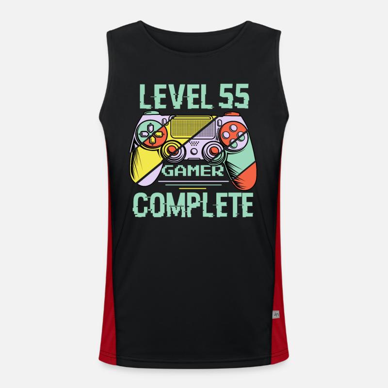 Level 55 Abschließen 55 Jahre Gamer Level 55 Abschließen Funktionelles Kontrast-Tank Top für Männer 
