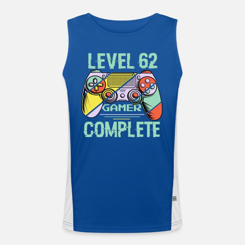 Niveau 62 complète 62 Ans Gamer Level 62 Complete Débardeur respirant contrasté Homme 