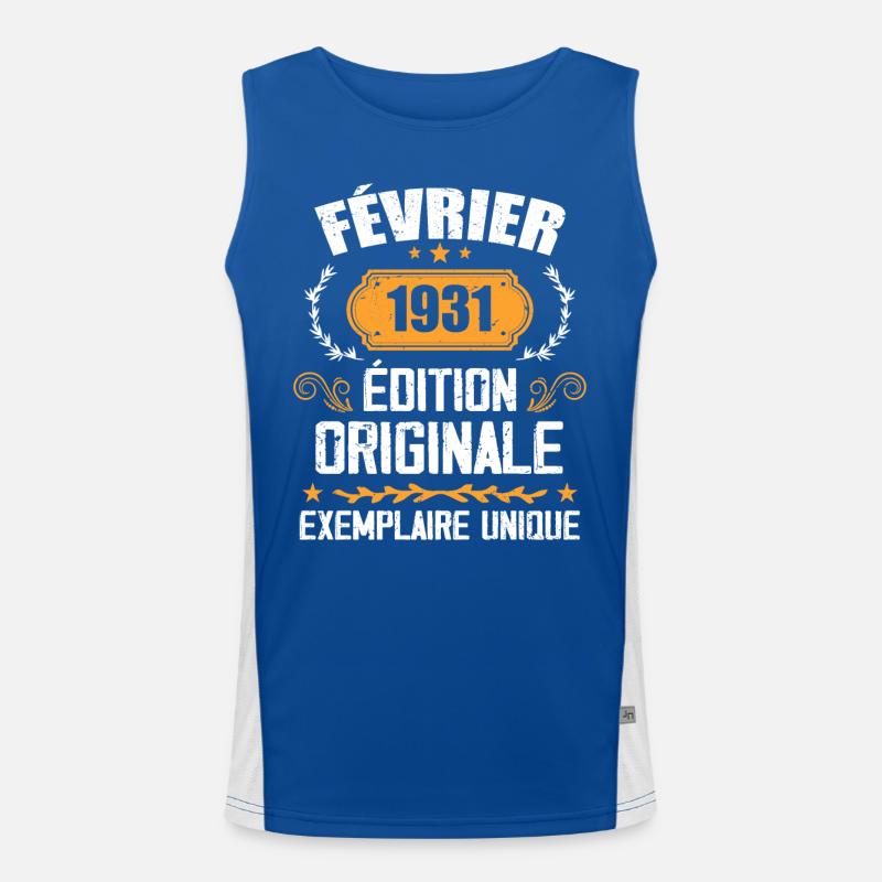 93rd Birthday Gift Born In February 1931 Men's Functional Contrast Tank Top 