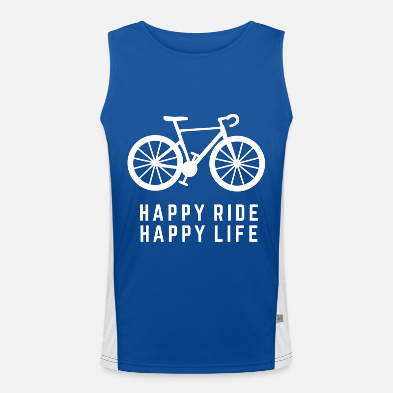 Happy Ride with Bicycle Bicycle Sayings Men's Functional Contrast Tank Top 