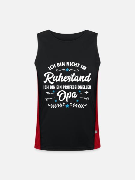 Lustiger Spruch Opa im Ruhestand Rentner Geschenk - Funktionelles Kontrast-Tank Top für Männer  - Schwarz/Rot - Vorne