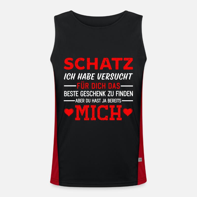Lustige Liebe und Schatz Sprüche Funktionelles Kontrast-Tank Top für Männer 