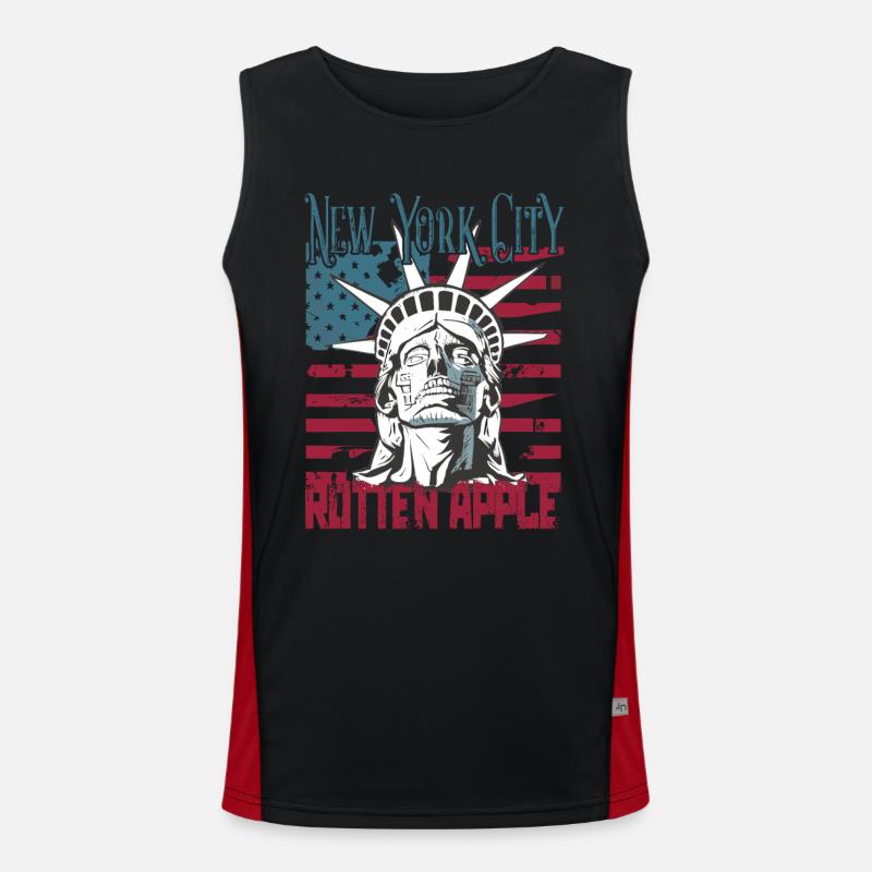 Steampunk NY City Spoiled Apple USA US Flag Men's Functional Contrast Tank Top 