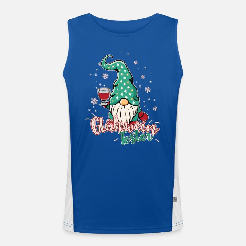 Weihnachten Elf Wichtel Gnom Glühwein Tester Funktionelles Kontrast-Tank Top für Männer 