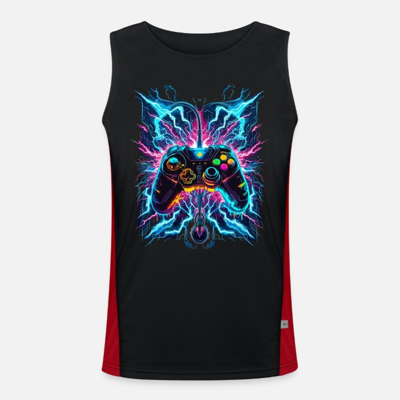 Neon Blitz Power Gaming Controller - Men's Functional Contrast Tank Top  - black/red