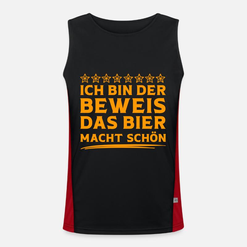 Ich bin der Beweis Bier macht schön Bier Sprüche Funktionelles Kontrast-Tank Top für Männer 