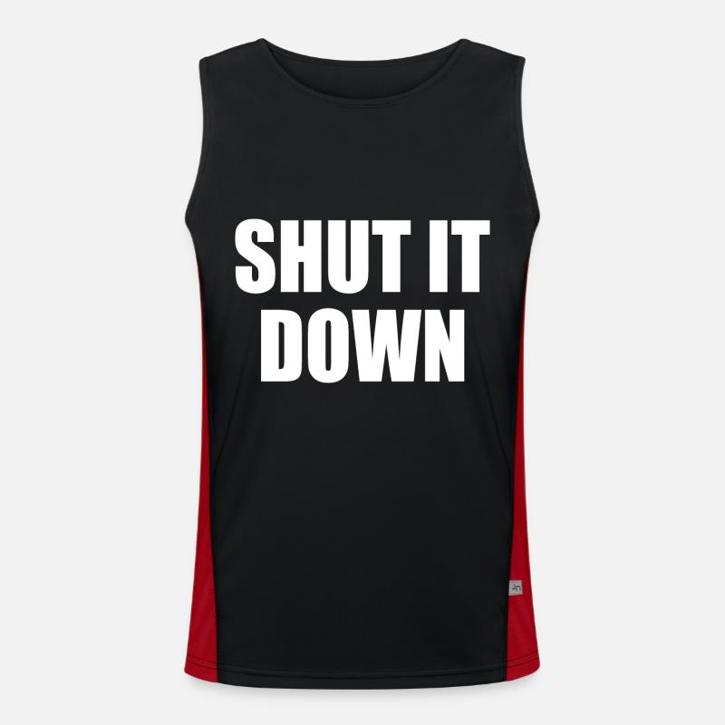 shut it down - Men's Functional Contrast Tank Top  - black/red