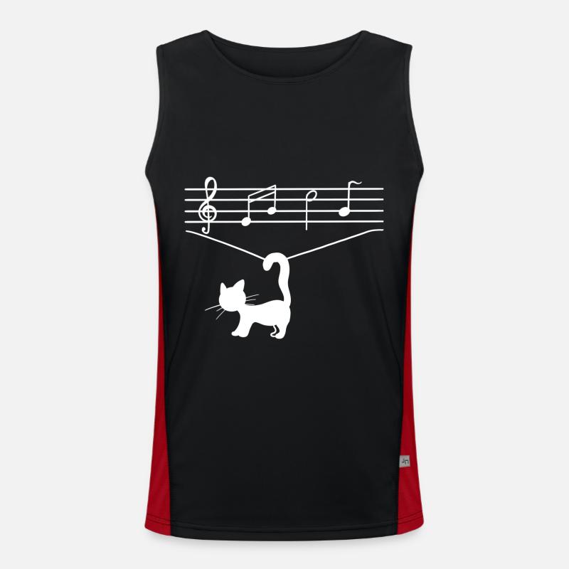 Chat drôle jouant avec des notes de musique Chat drôle Débardeur respirant contrasté Homme 