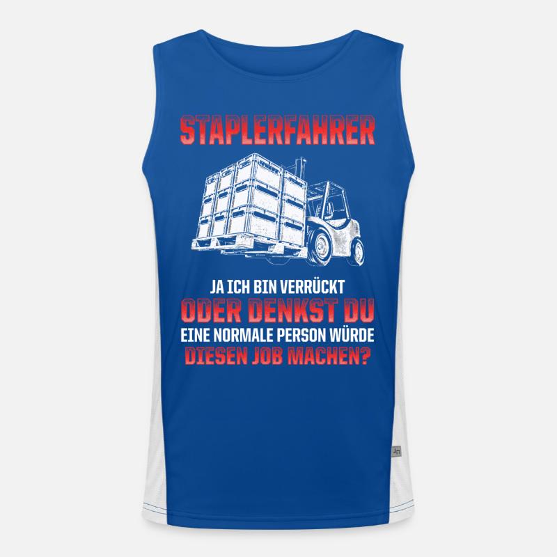STAPLERFAHRER SPRUCH Funktionelles Kontrast-Tank Top für Männer 