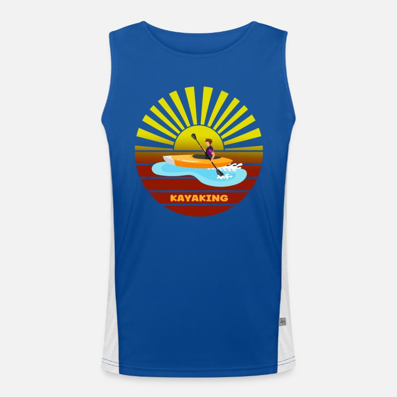 vintage sunset kayaking Men's Functional Contrast Tank Top 