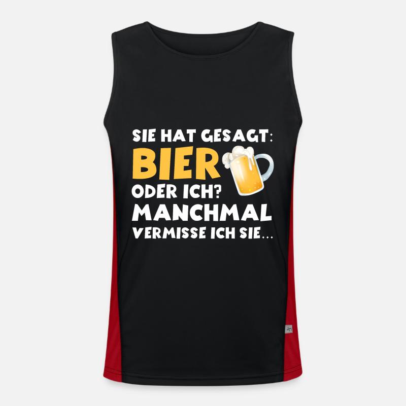 Sie hat gesagt Bier oder ich lustige Bier Sprüche Funktionelles Kontrast-Tank Top für Männer 