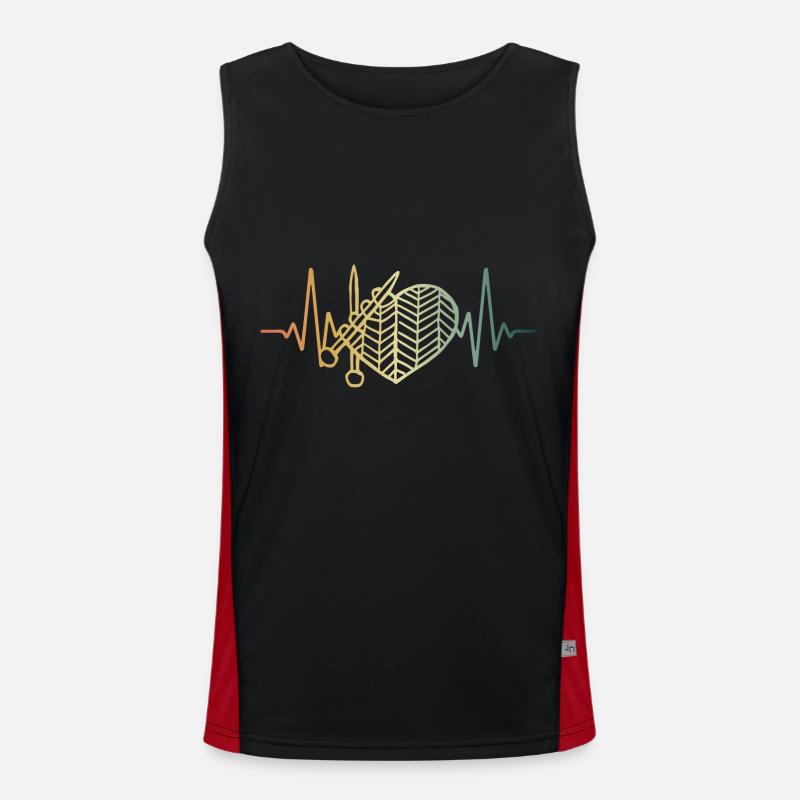 Strickender Herzschlag stricken EKG Puls Funktionelles Kontrast-Tank Top für Männer 
