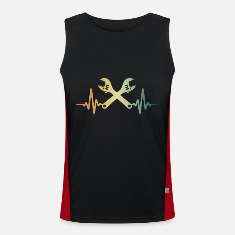 Heartbeat Mechanic Tool ECG Pulse Men's Functional Contrast Tank Top 