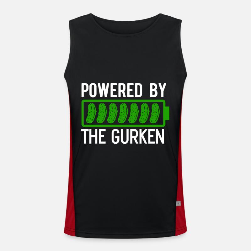 Powered by the Gurken eine Batterie mit Gurken Funktionelles Kontrast-Tank Top für Männer 