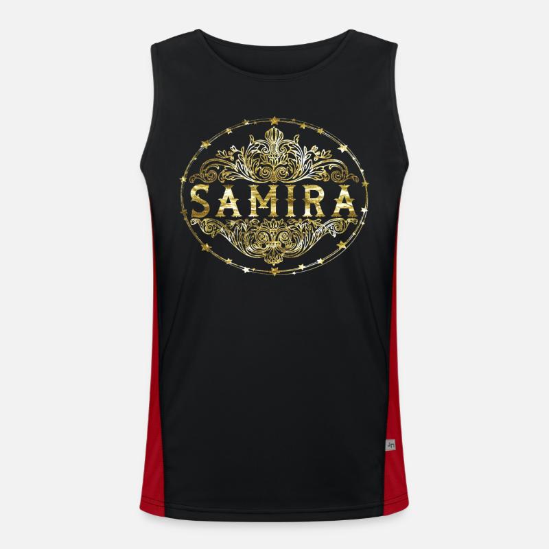 Samira - Men's Functional Contrast Tank Top  - black/red