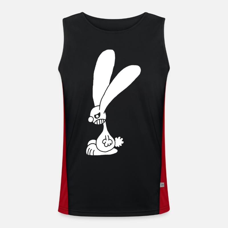 Grumpy white rabbit - Men's Functional Contrast Tank Top  - black/red