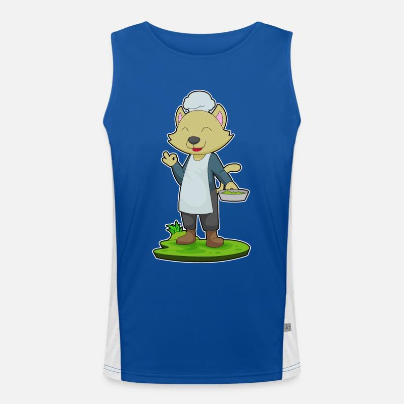 Cat Cooking Pan Men's Functional Contrast Tank Top 