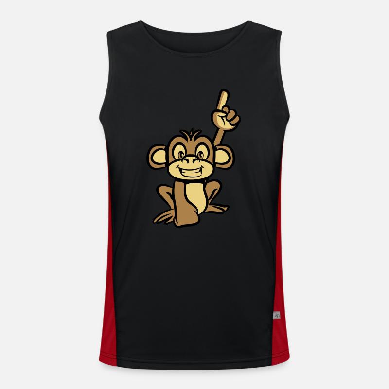 monkey funny forefinger - Men's Functional Contrast Tank Top  - black/red