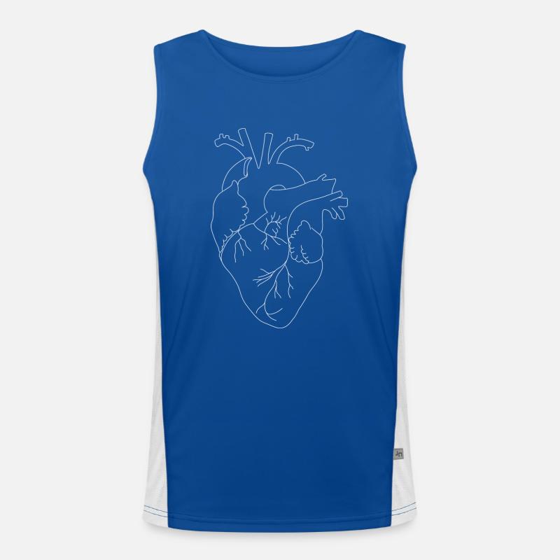 anatomische Herz, outline weiß Funktionelles Kontrast-Tank Top für Männer 