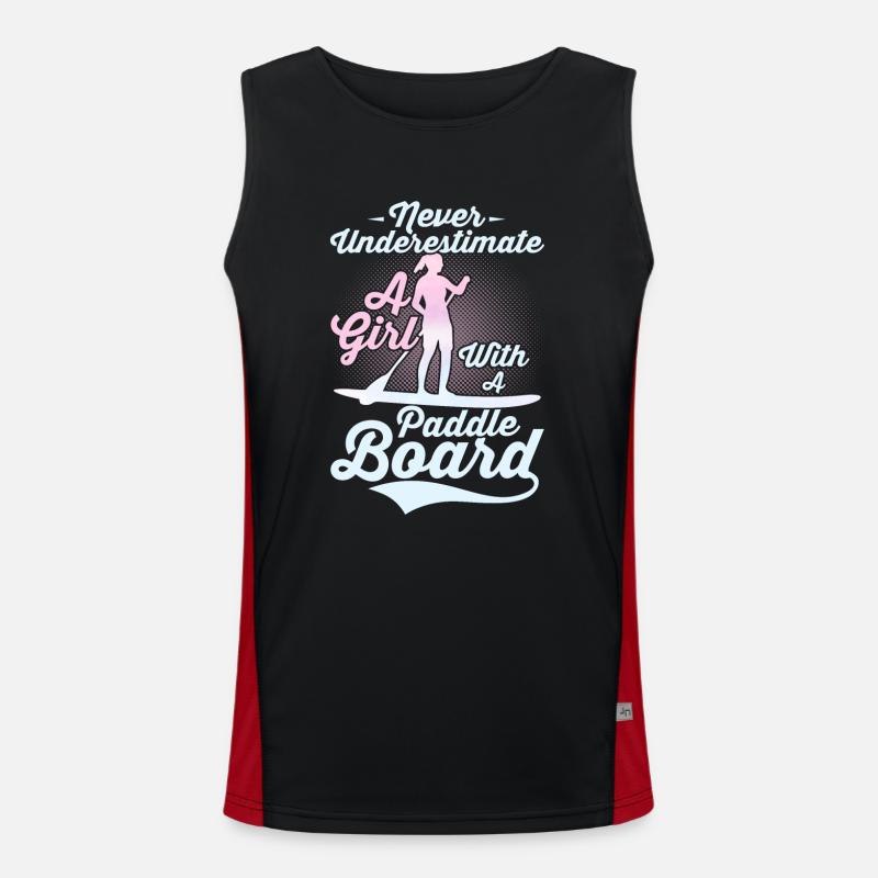 Never Underestimate A Girl With A Paddle Board SUP Funktionelles Kontrast-Tank Top für Männer 