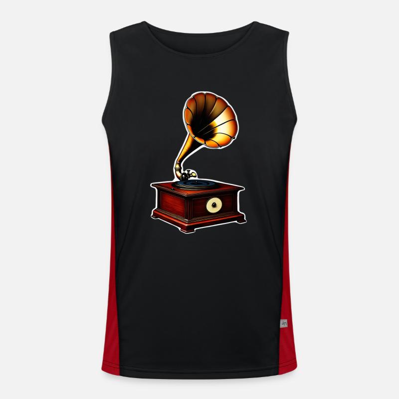 Uralter Grammophon-phänomenaler Klang Funktionelles Kontrast-Tank Top für Männer 