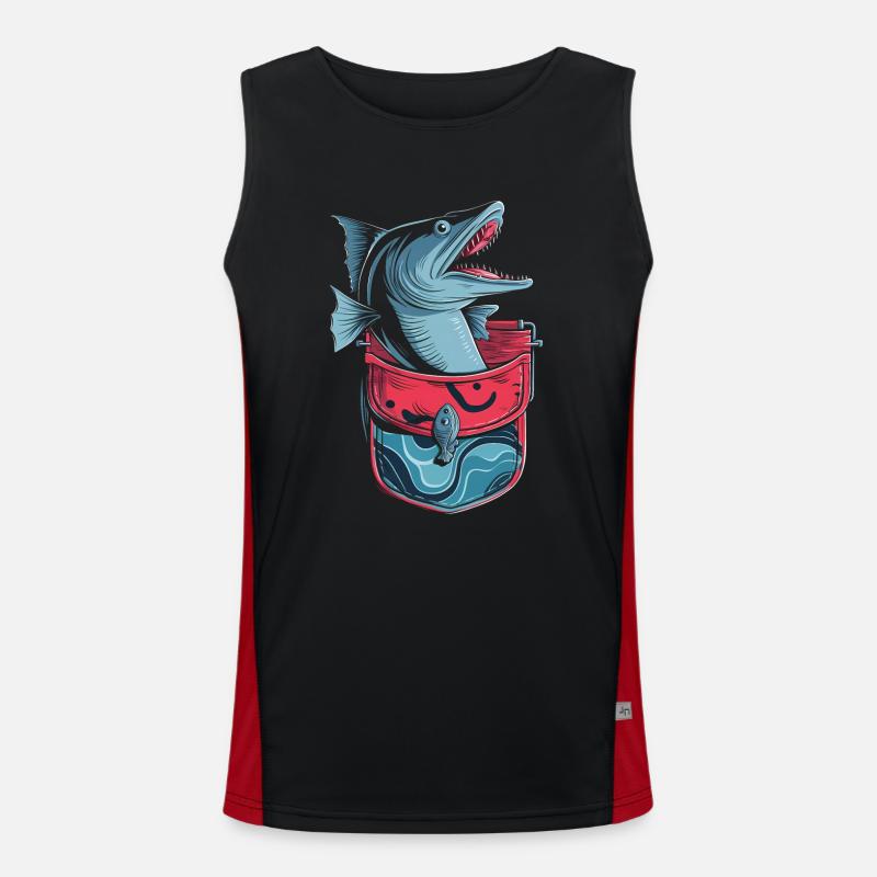 Gift for Barracuda Fish Lover Men's Functional Contrast Tank Top 