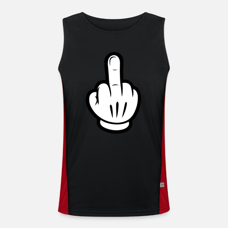 Middle Finger Comic Hand - Men's Functional Contrast Tank Top - black/red
